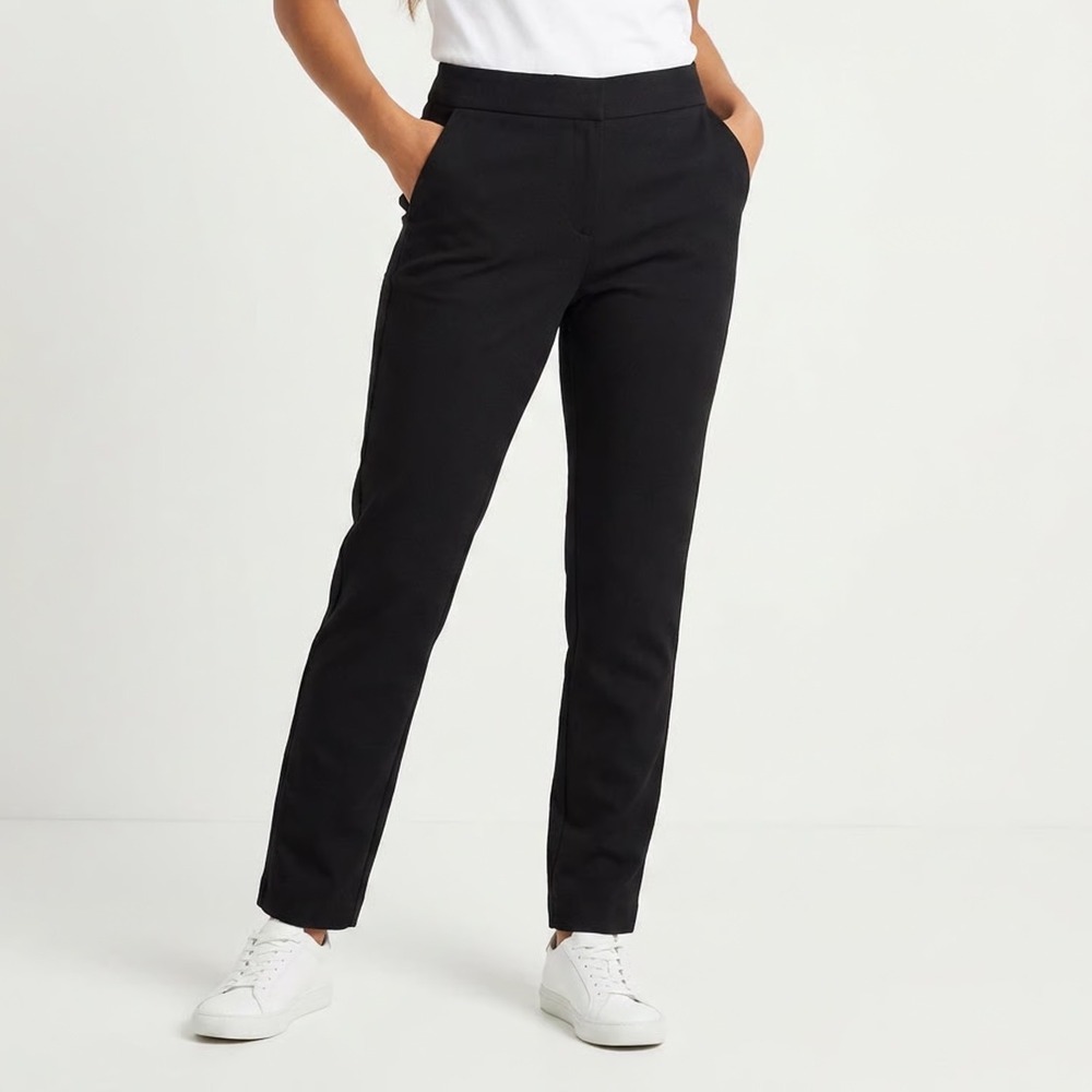 Hilary Radley Womens Black Pull On Straight Leg Trousers Size L